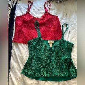 Vintage Victoria secret lace and silk cami tank tops